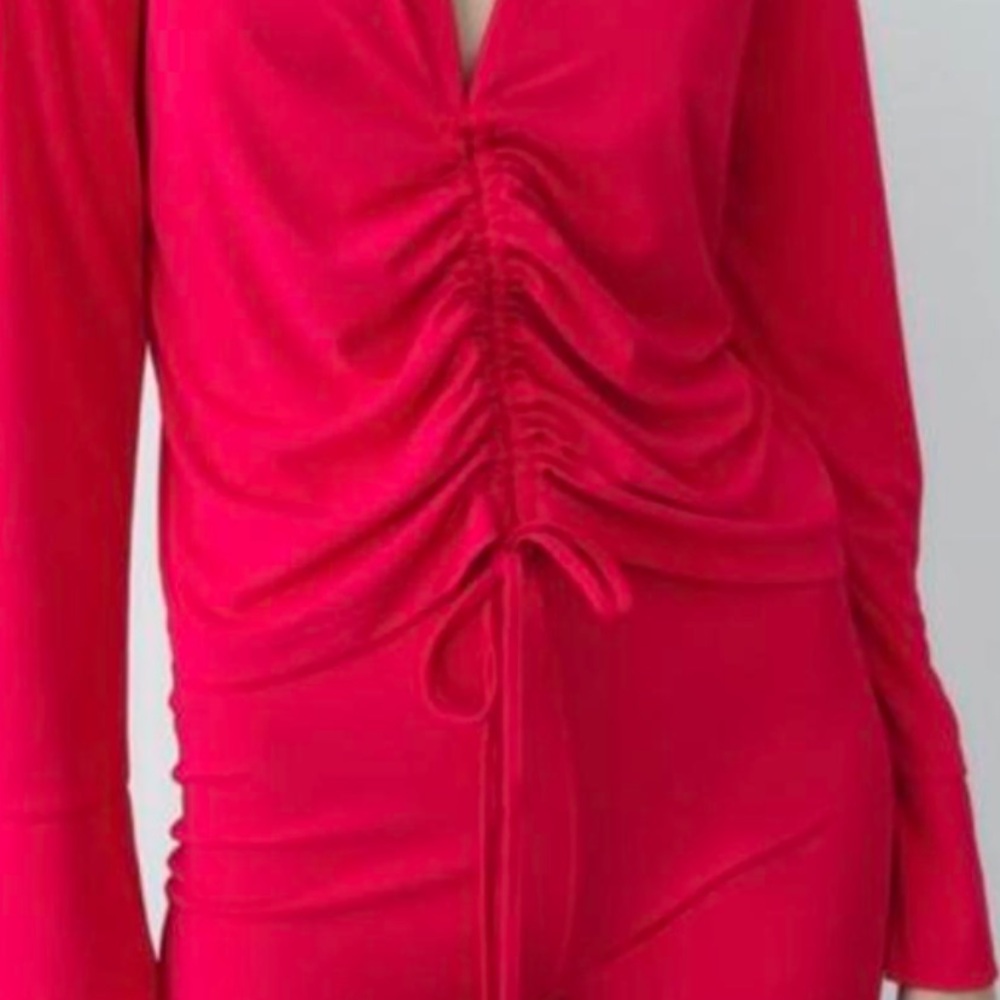 Zara Vibrant Ruched Blouse With Tie Detail